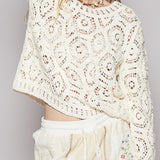 Margot Open Knitted Crochet Solid Sweater