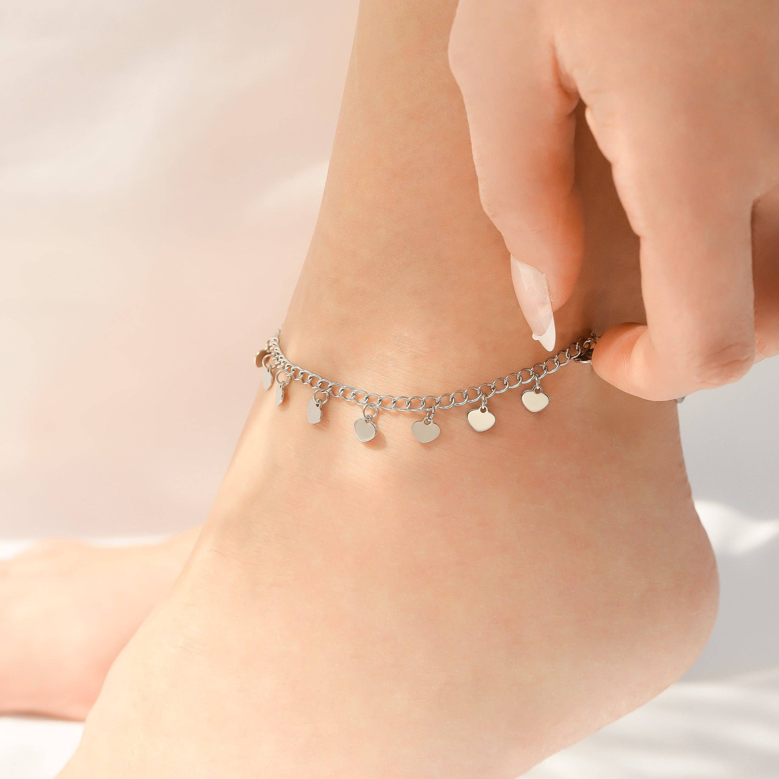 MTT Jewelry - Jewelry - Anklets - Estella Dangle Hearts Charm Anklet - MTT Collective