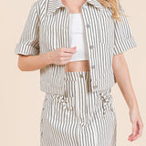 Reese Striped Button-Up Short Sleeve Jacket