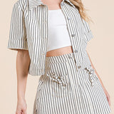 Reese Striped Button-Up Short Sleeve Jacket