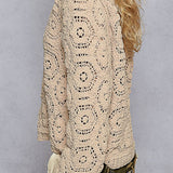 Margot Open Knitted Crochet Solid Sweater