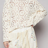 Margot Open Knitted Crochet Solid Sweater