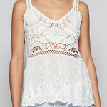 Pol - Womens - Tops - Tanks - Emerie Embroidery Crochet Woven Top - MTT Collective
