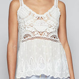 Pol - Womens - Tops - Tanks - Emerie Embroidery Crochet Woven Top - MTT Collective