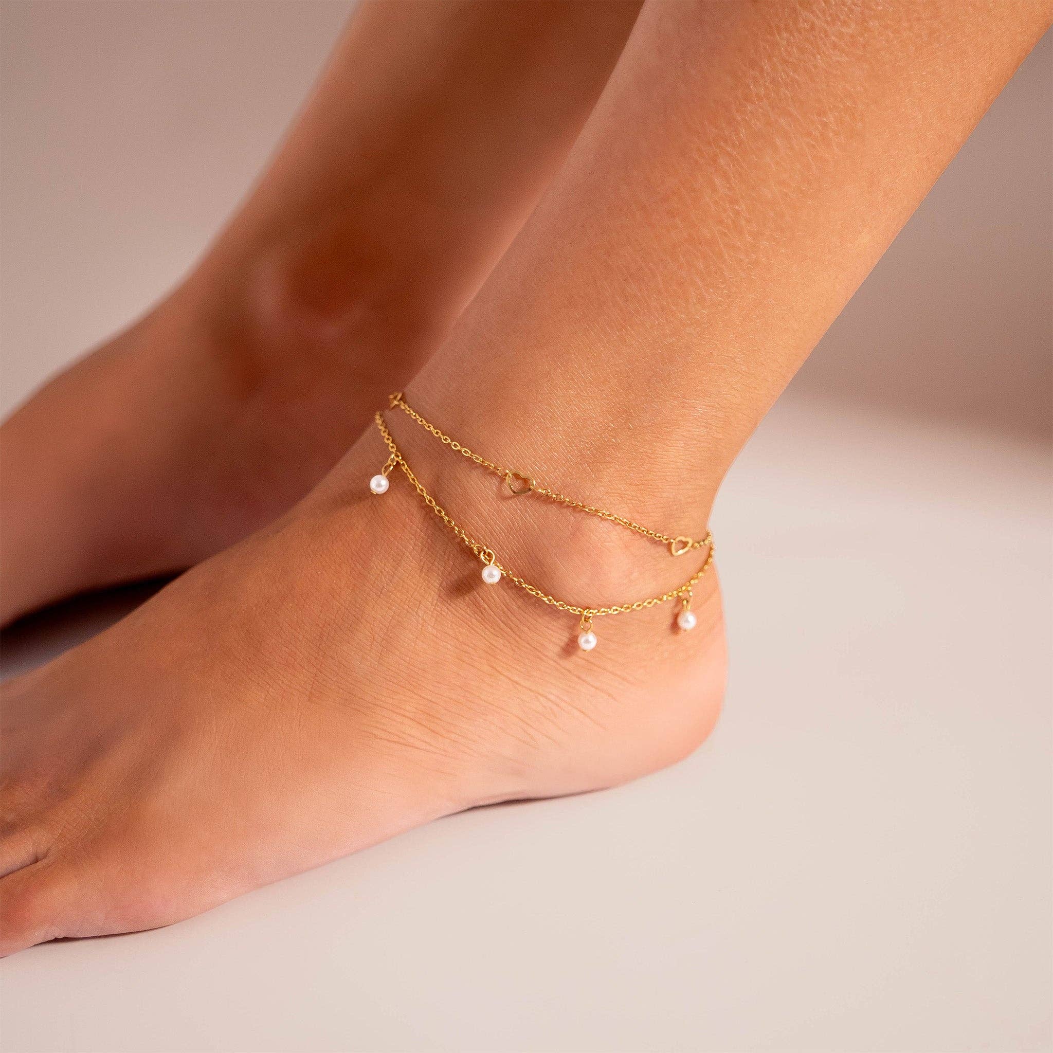 MTT Jewelry - Jewelry - Anklets - Station Hearts Chain Anklet - MTT Collective
