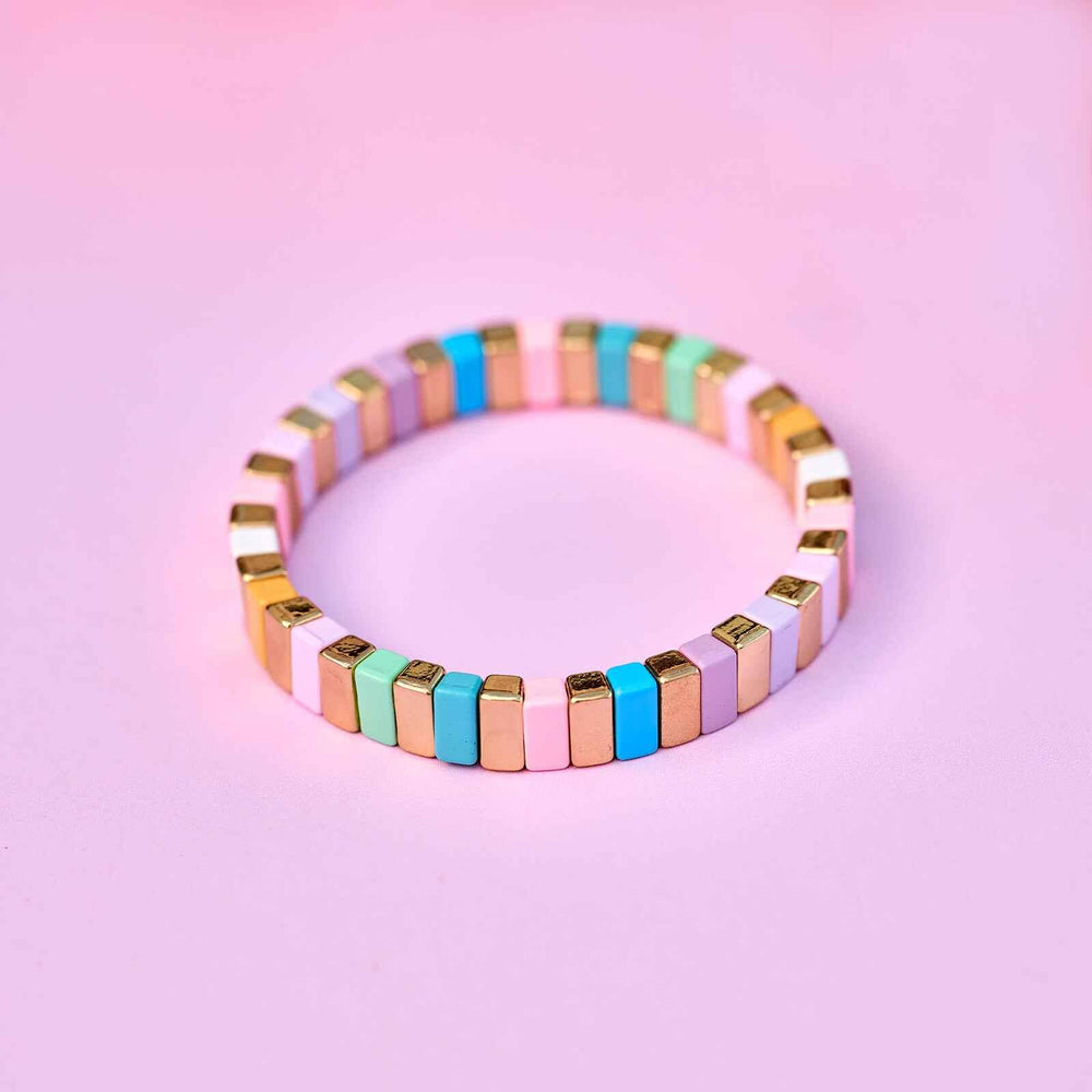 Bright Tides Enamel Bead Stretch Bracelet - MTT Collective