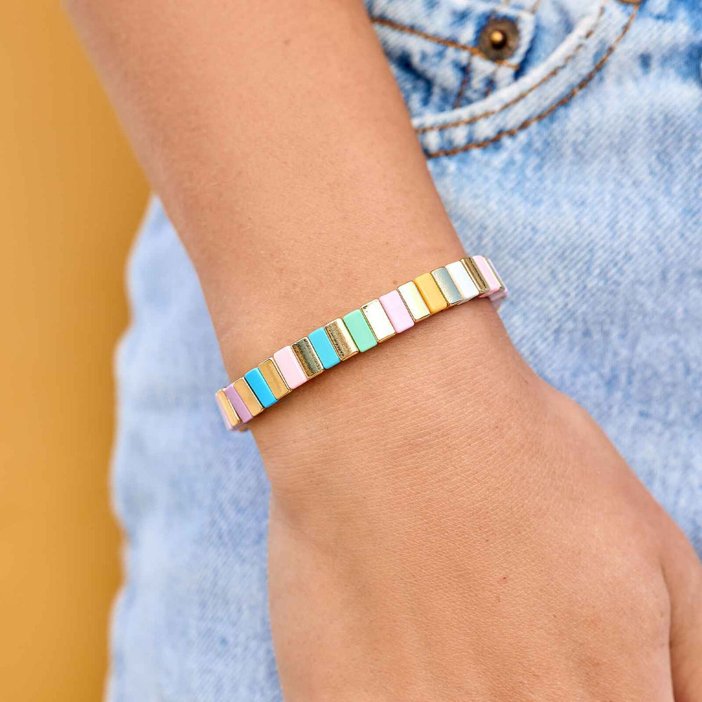 Bright Tides Enamel Bead Stretch Bracelet - MTT Collective