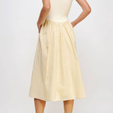 Kalli Knit Contrast Poplin Long Dress