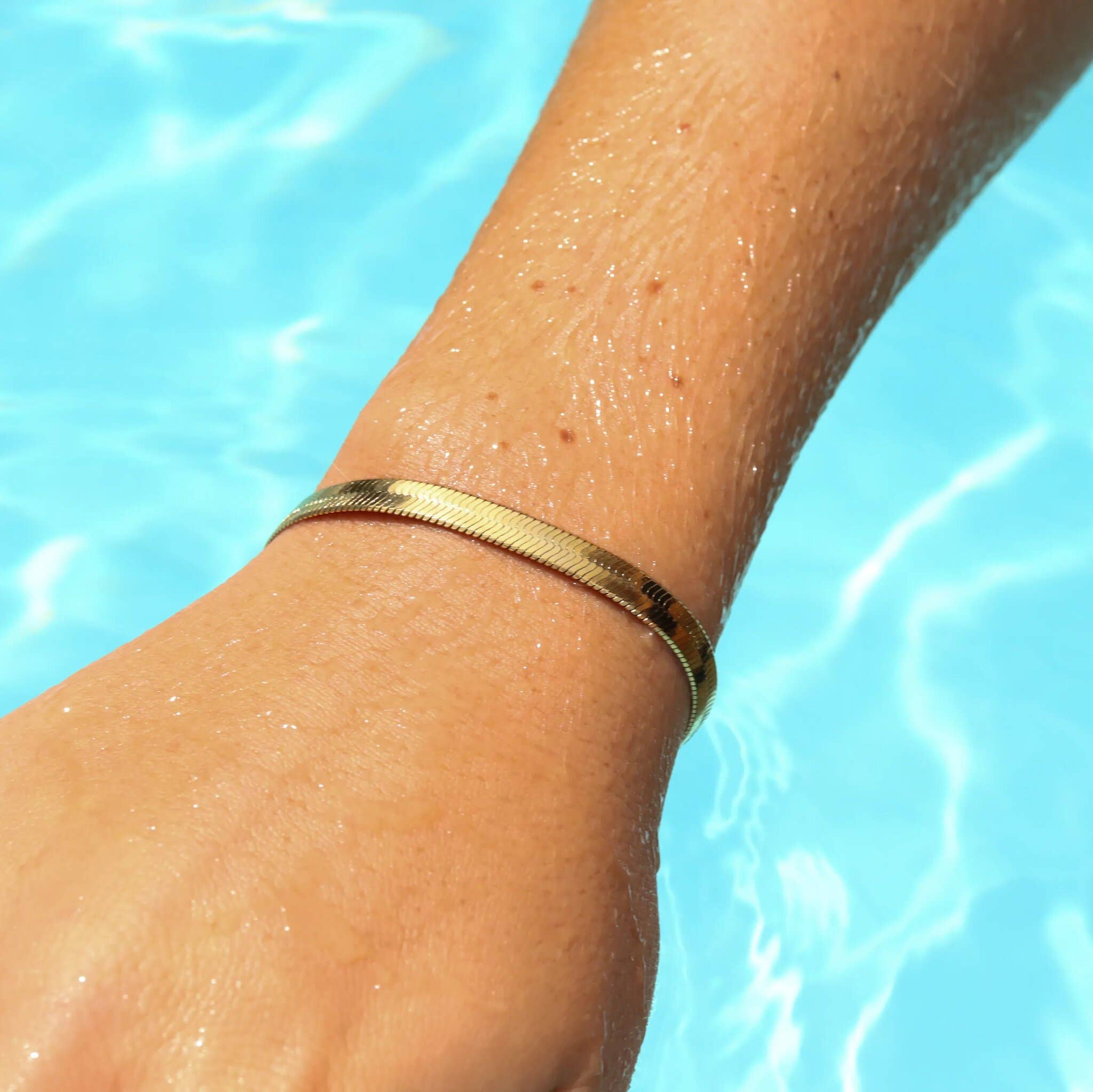 Rowan Gold Stainless Steel Herringbone Chain Bracelet - MTT Collective