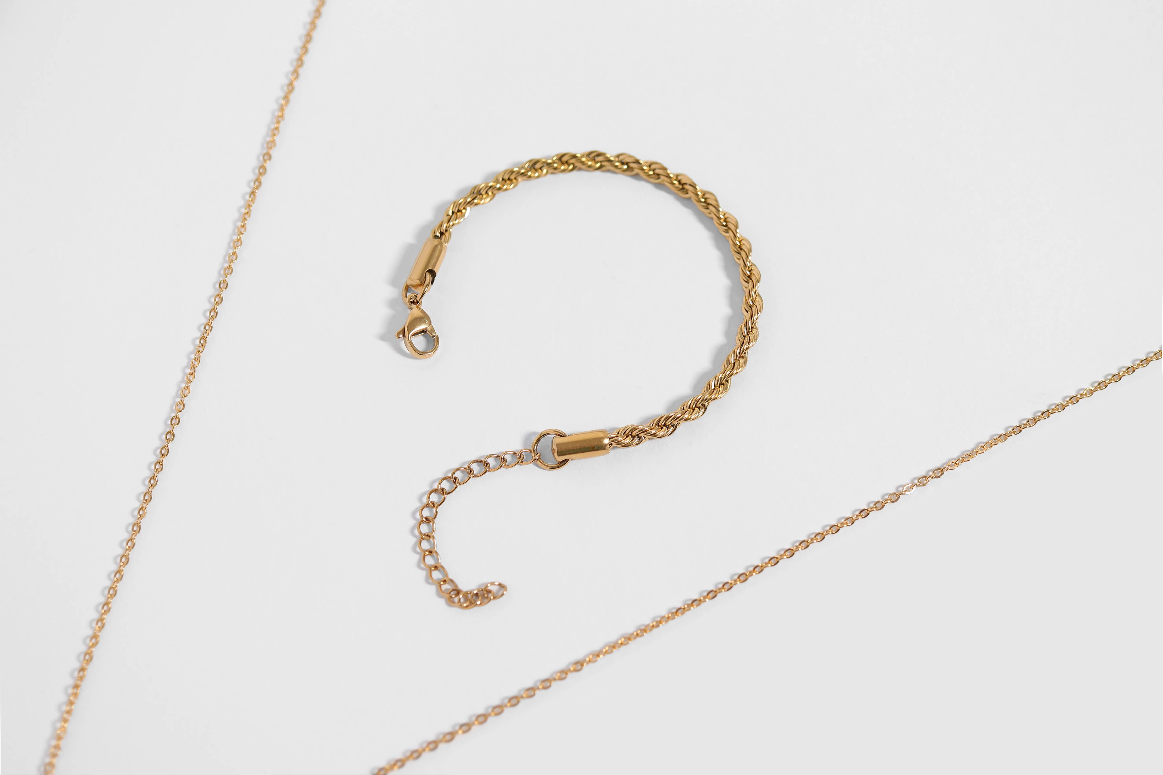 Ashley Gold Stainless Steel PVD Rope Chain Anklet - MTT Collective
