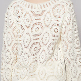 Margot Open Knitted Crochet Solid Sweater