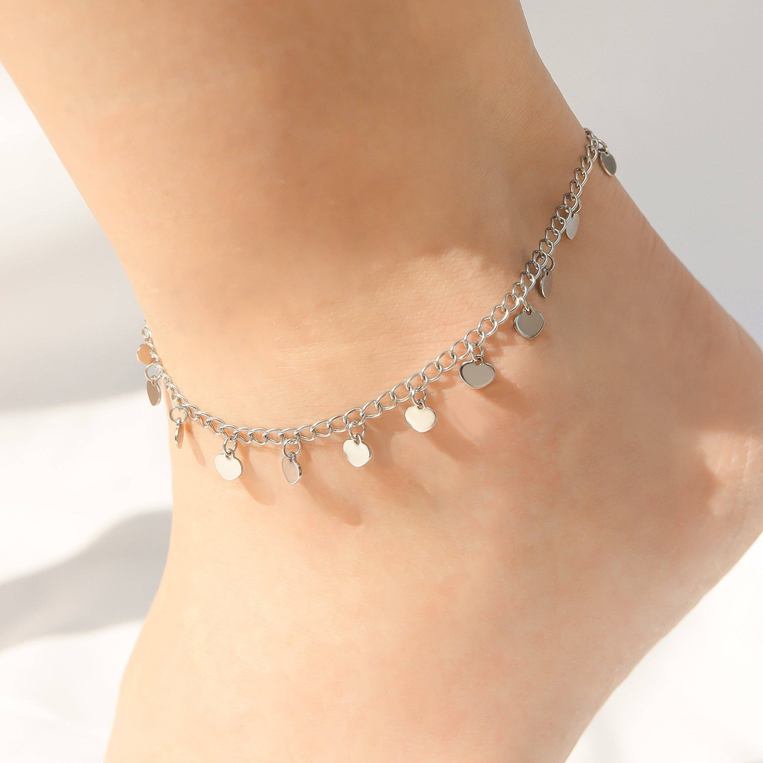 MTT Jewelry - Jewelry - Anklets - Estella Dangle Hearts Charm Anklet - MTT Collective