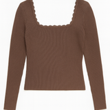 Lydia Lace-Trim Ribbed Square-Neck Top
