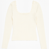 Lydia Lace-Trim Ribbed Square-Neck Top