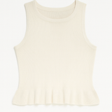 Aubrey Rib-Knit Peplum Tank