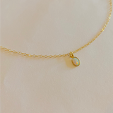 Lucille Oval Lab Opal Necklace | Gold