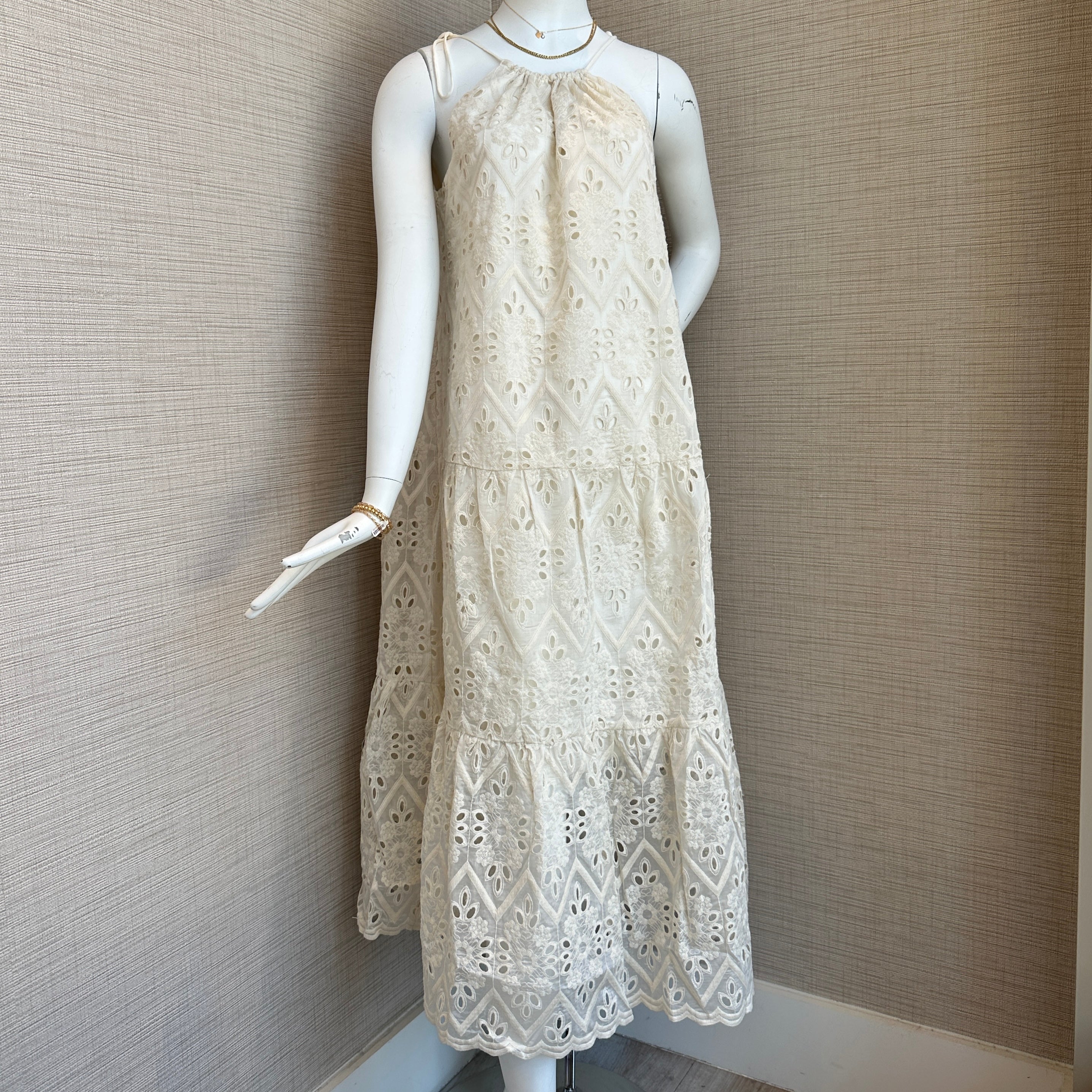 Skies Are Blue - Womens - Dresses - Chiffon Eyelet Tiered Maxi Dress - MTT Collective