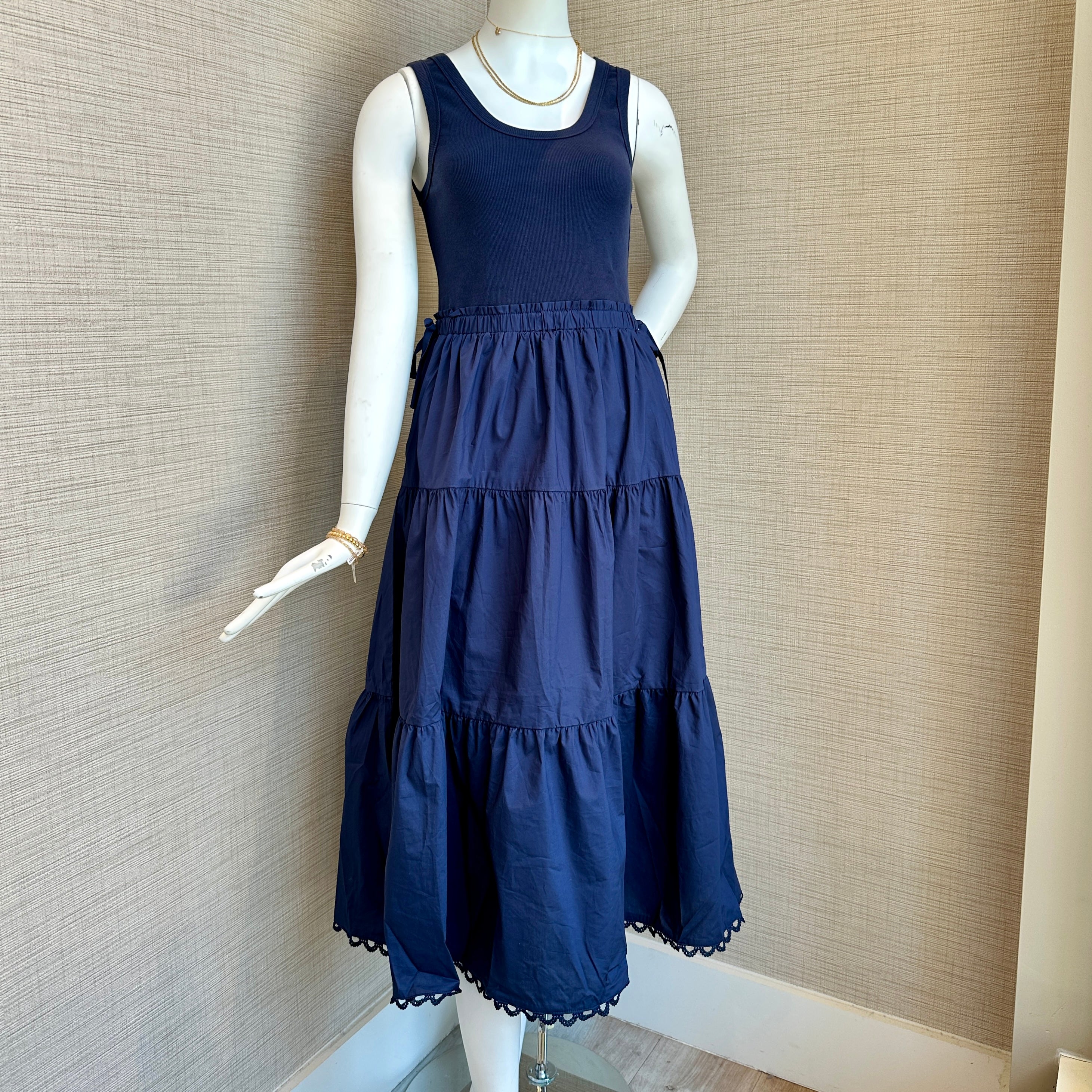 Skies Are Blue - Womens - Dresses - Knit Tank Poplin Dress - MTT Collective