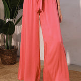 Tyche - Womens - Bottoms - Pants - Back In Time Poly Silk Tie Waist Pants - MTT Collective