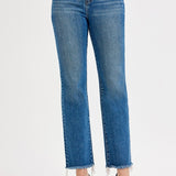 Lynette High Rise Crop Straight Raw Hem Jeans