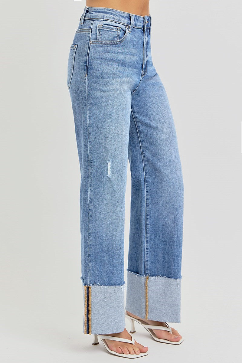 Risen Jeans - Womens - Bottoms - Pants - Jordan High Rise Cuffed Wide Leg Jeans - MTT Collective