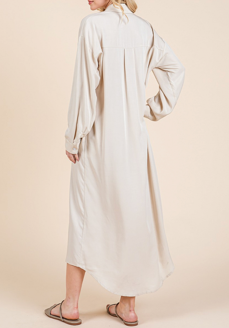 GEEGEE - Womens - Dresses - Clara Oversized Button-Up Maxi Shirt Dress - MTT Collective