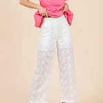 GEEGEE - Womens - Bottoms - Pants - Lucille Embroidered Sheer Wide Leg Pants - MTT Collective