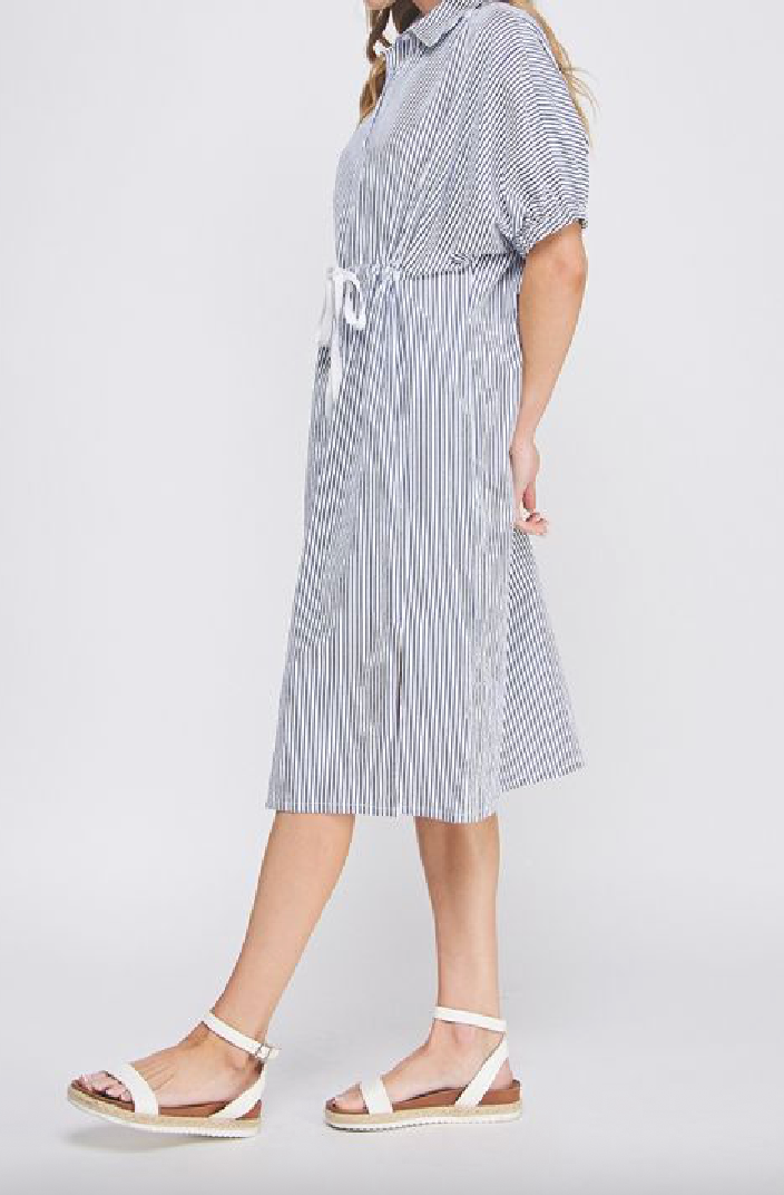 Allie Rose - Womens - Dresses - Aileen Breezy Striped Shirt Dress - MTT Collective