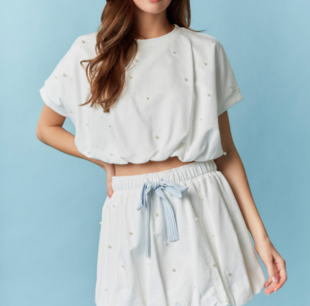 Peach Love California - Womens - Tops - Blouses - Jamie Cropped Bubble Hem Top - MTT Collective