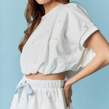 Peach Love California - Womens - Tops - Blouses - Jamie Cropped Bubble Hem Top - MTT Collective