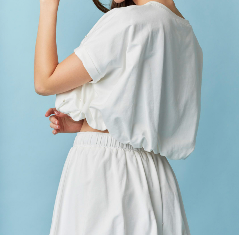 Peach Love California - Womens - Tops - Blouses - Jamie Cropped Bubble Hem Top - MTT Collective