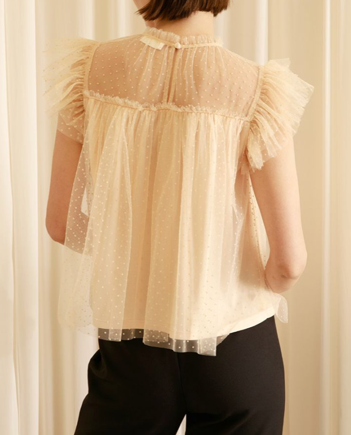 Storia - Womens - Tops - Blouses - Robin Dotted Flutter Sleeve Blouse - MTT Collective