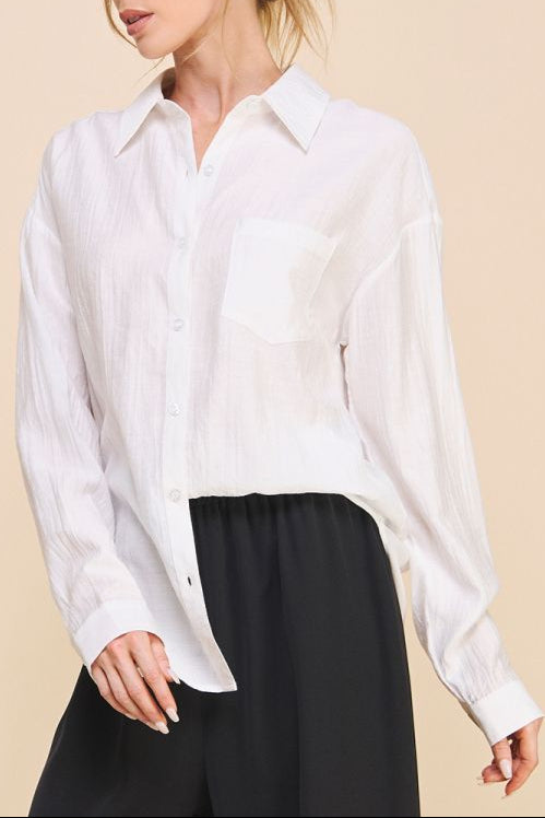 Allie Rose - Womens - Tops - Blouses - Eileen Easy Textured Button Up Top - MTT Collective