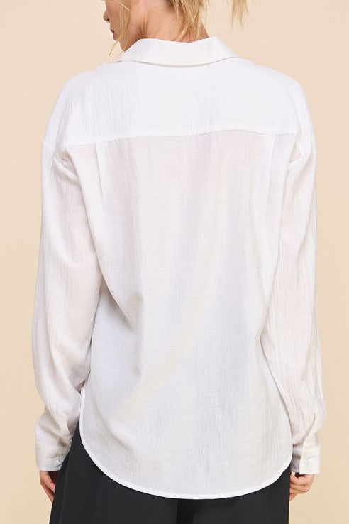 Allie Rose - Womens - Tops - Blouses - Eileen Easy Textured Button Up Top - MTT Collective