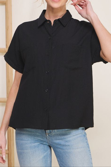 Allie Rose - Womens - Tops - Blouses - Barbara Textured Button Front Top - MTT Collective