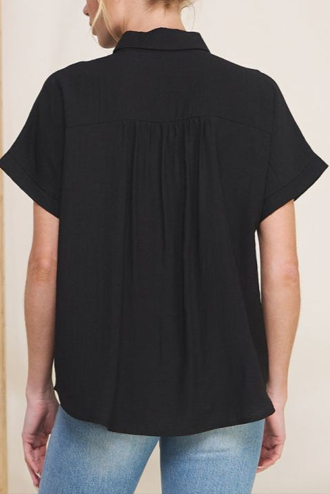 Allie Rose - Womens - Tops - Blouses - Barbara Textured Button Front Top - MTT Collective