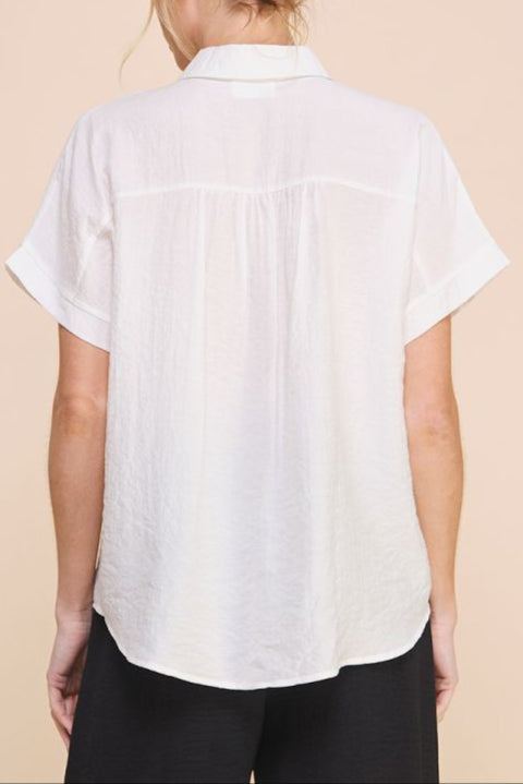Allie Rose - Womens - Tops - Blouses - Barbara Textured Button Front Top - MTT Collective