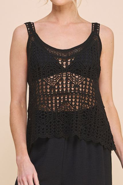 Allie Rose - Womens - Tops - Tanks - Saylor Crochet Knit Tank - MTT Collective