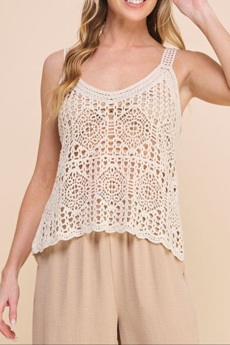Allie Rose - Womens - Tops - Tanks - Saylor Crochet Knit Tank - MTT Collective