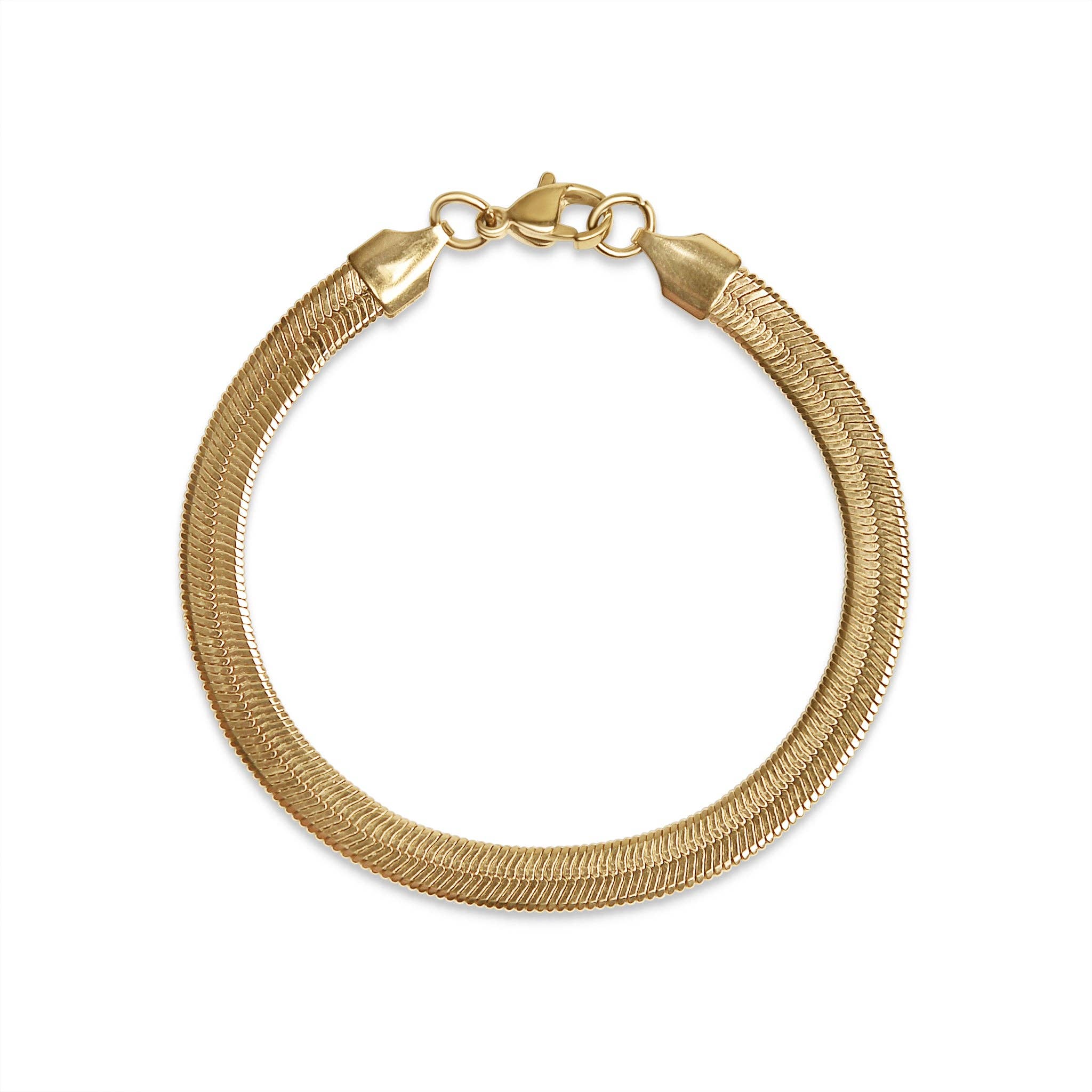 Rowan Gold Stainless Steel Herringbone Chain Bracelet - MTT Collective