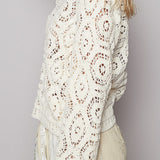 Margot Open Knitted Crochet Solid Sweater