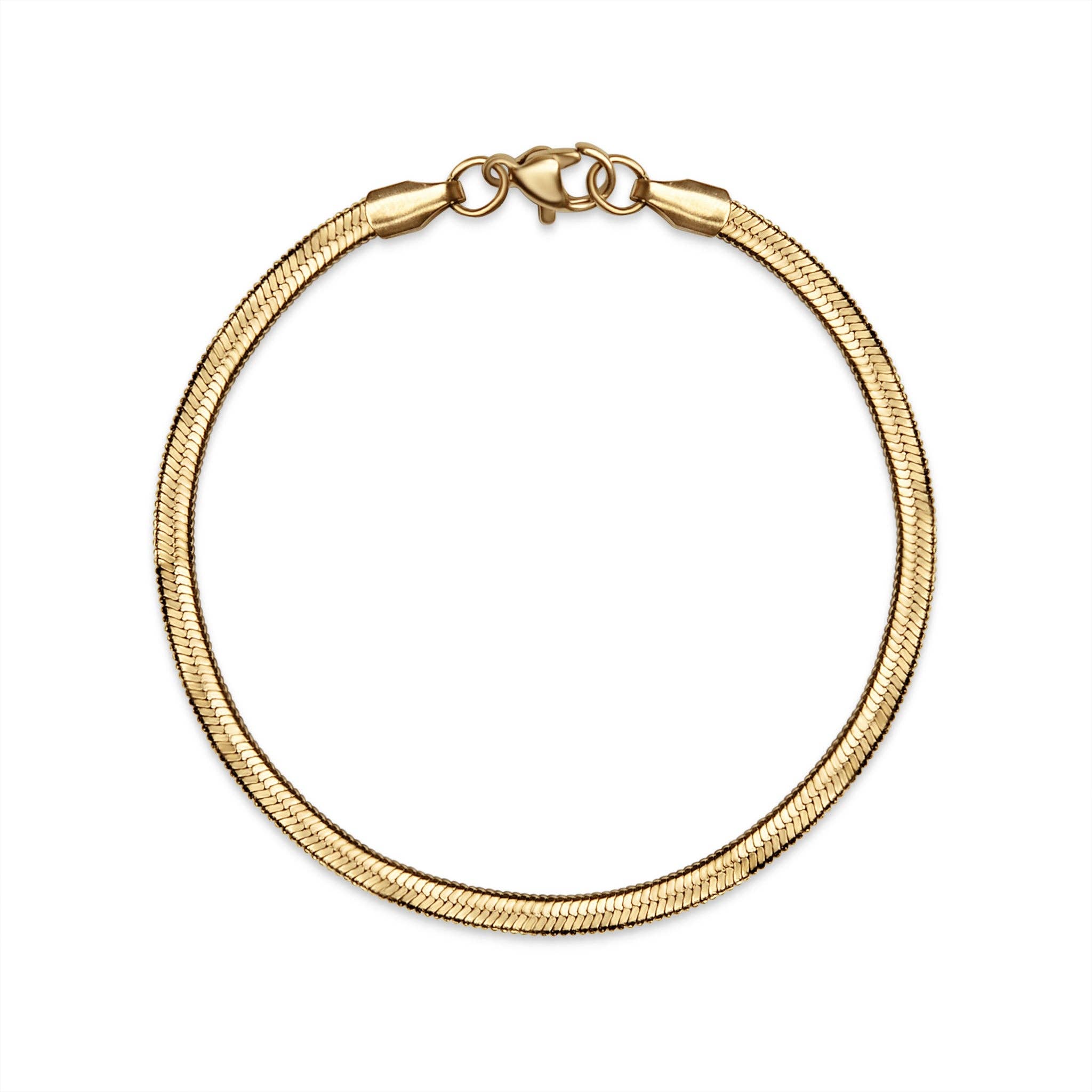 Rowan Gold Stainless Steel Herringbone Chain Bracelet - MTT Collective