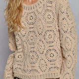 Margot Open Knitted Crochet Solid Sweater