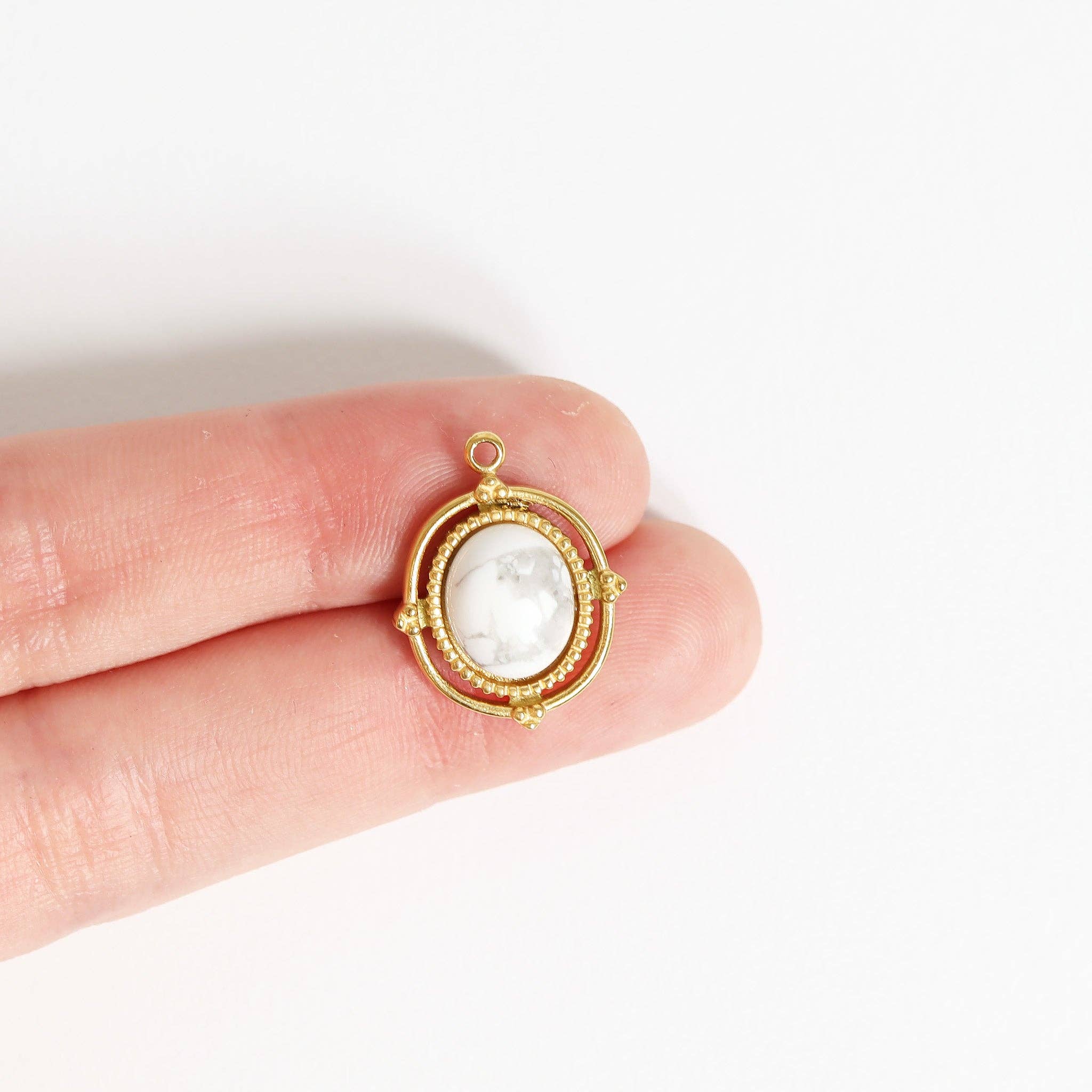 MTT Jewelry - Jewelry - Charms - Roped Frame Oval Semi Precious Charm - MTT Collective
