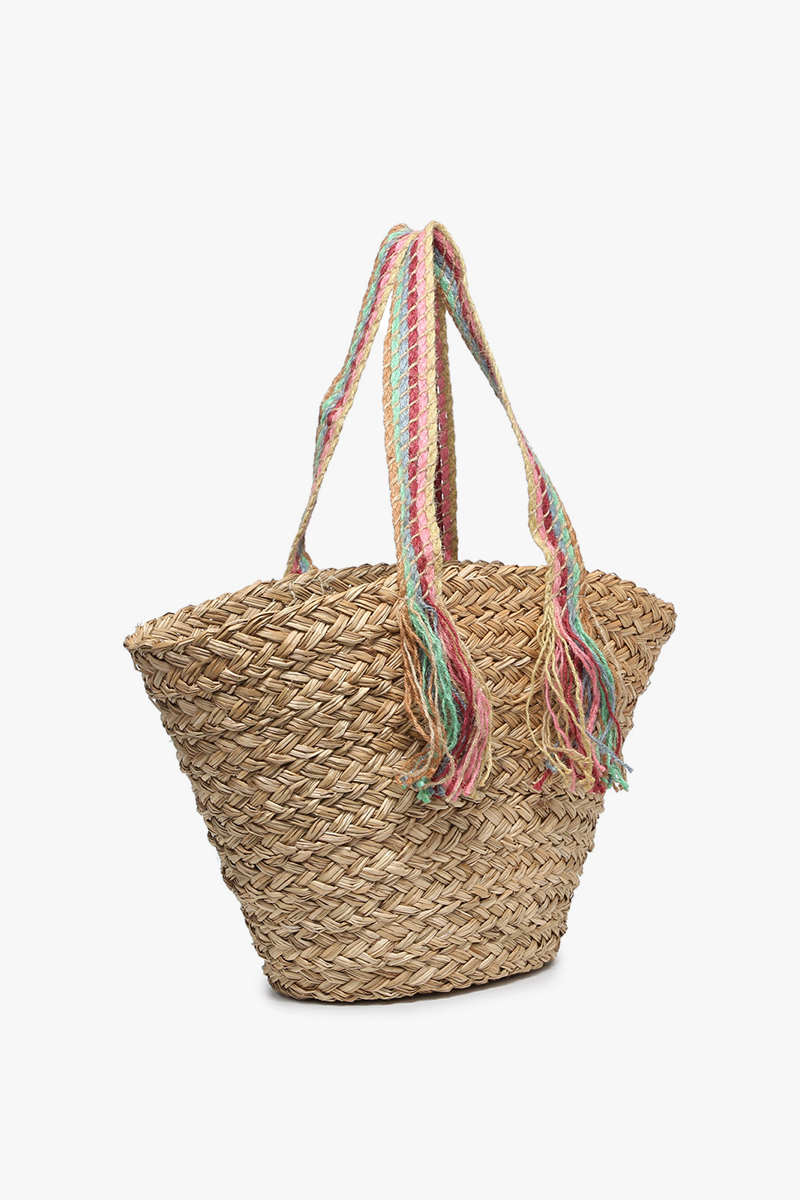 Jen & Co. - Bags - Totes - Kit Seagrass Tote With Braided Rainbow Handles - MTT Collective