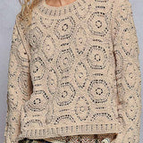 Margot Open Knitted Crochet Solid Sweater
