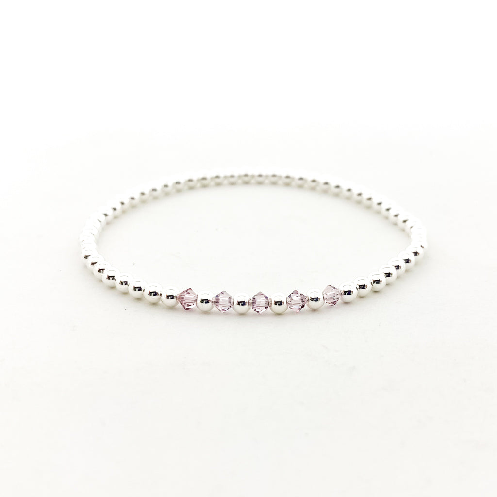 Gracie Beaded Birthstone Accented Bracelet | 3mm - MTT Collective