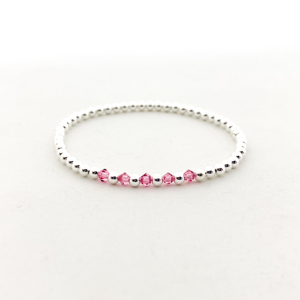 Gracie Beaded Birthstone Accented Bracelet | 3mm - MTT Collective