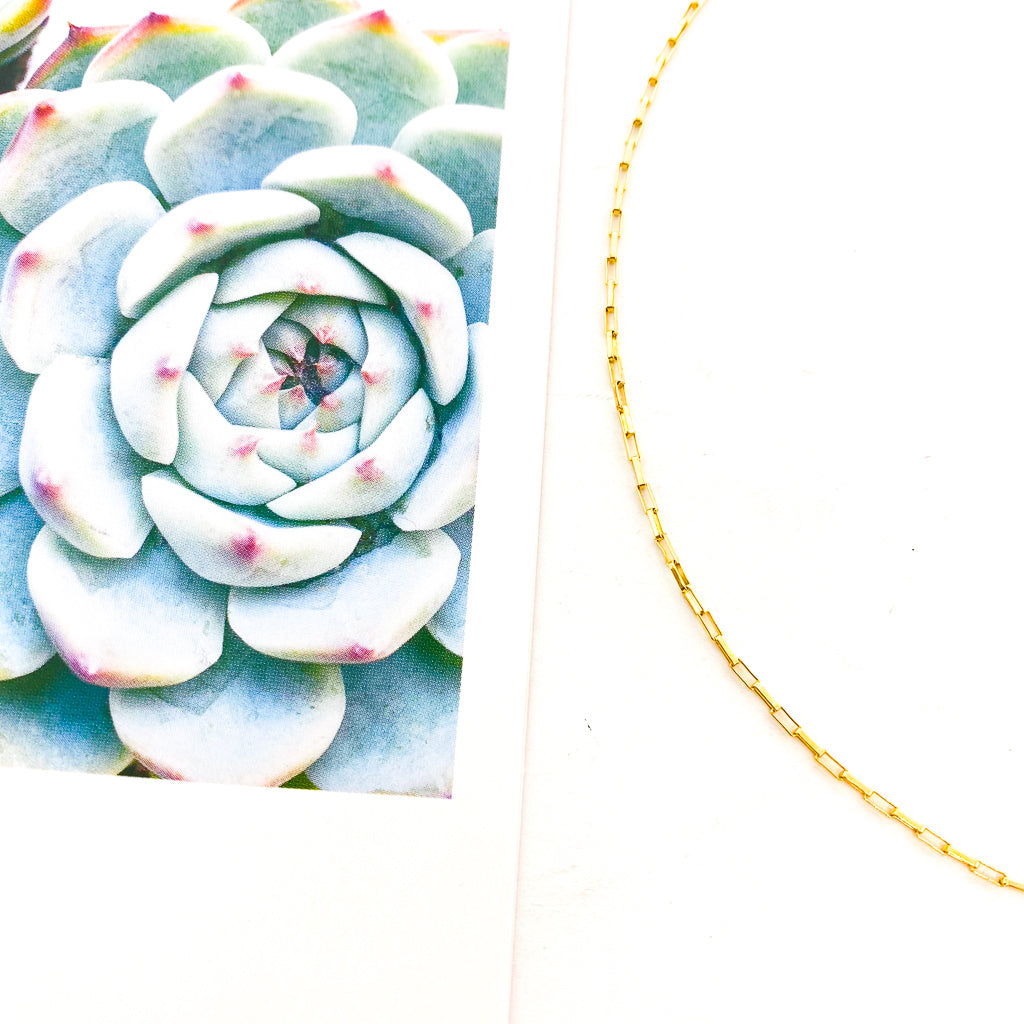 MINI RECTANGLE LINK CHAIN NECKLACE | 14K GOLD-FILLED - MTT Collective