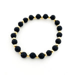 Isabelle Gold Accented Single Pattern Lava Stone Bracelet | 6MM - MTT Collective